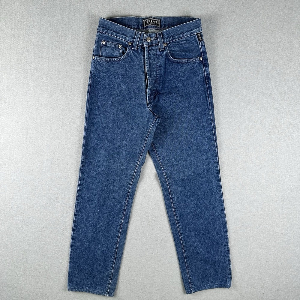 Vtg 90s Versace Jeans Signature Men's 31 (28x30) Blue Denim Straight Leg